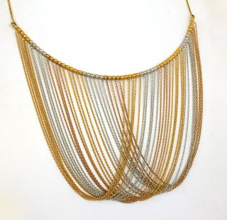 Stunning Two Tone 18K Solid Gold Ladies Lacy Dress Necklace