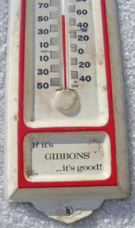 Gibbons Beer Metal Thermometer Sign Old Vintage Working Accurate