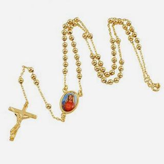 Lucky 9K Gold Filled Blessed Mary Cross Womens Necklace Z316