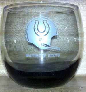 1970s Shell Oil Baltimore Colts Smoked Roly Poly Glass