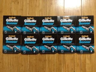 50 Gillette Sensor Regular Shaver Razor Blade Refill Cartridges