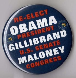  Obama Campaign Button Pin New York Maloney Gillibrand Coattail