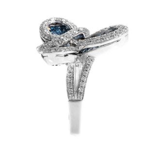 18K White Gold Blue White Diamond Butterfly Ring