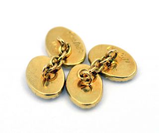  Authentic 18k Solid Gold Vintage Cuff links Cufflinks White Yellow