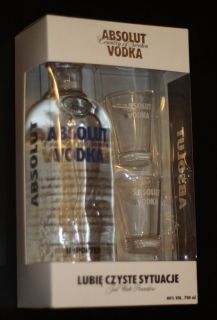 Polish gift set 700 ml Absolut Vodka with 2 shot glasses NO VODKA