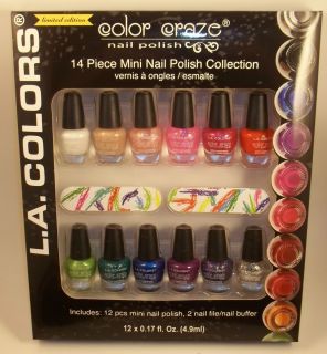 Lot 12 La Colors Mini Nail Polish Mania Craze Gift Set Limited Edition