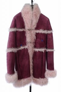 New Giuliana Teso 10 M 8 Fur Coat Dyed Shearling Purple Suede