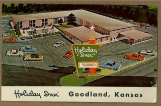 Holiday Inn Goodland KS Vintage Postcard Old Cars