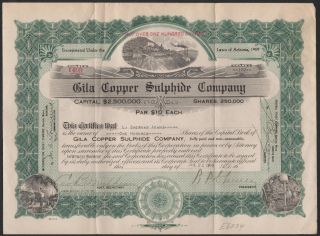 1918 Arizona Gila Copper Sulphide Company