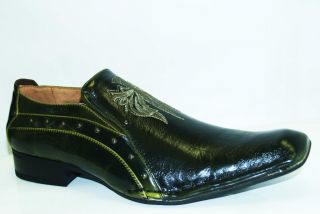 Italian Style Mens Geary Plain Toe Slip on Green Dress Shoe