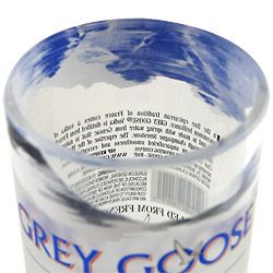 Grey Goose Vodka Recycled Bottle Rocks Glass   12 oz   Hand Cut Unique