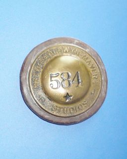 Vintage Metro Goldwyn Mayer MGM Studios Badge #584 Security Pin METAL