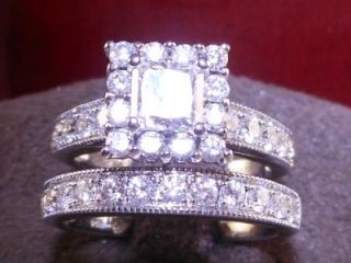 Zales Certified 2 CTW Princess Halo Diamond Engagement Ring Bridal Set
