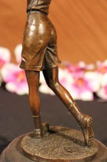 Bronze Statue Vintage Golfer Golf Female Golfing Trophy Sculpture