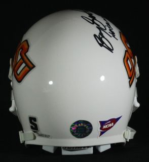 Barry Sanders Signed Oklahoma State Mini Helmet Inscribed Heisman 88