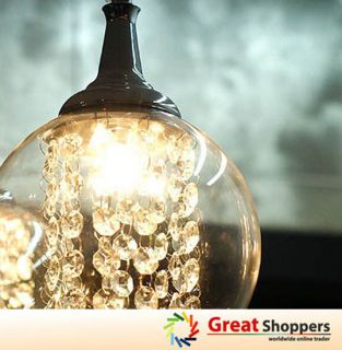 New Modern Glass Shade w Crystal Ceiling Light Pendant Lamp Lighting