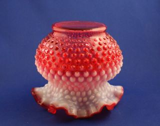  Elegant Fenton Glass Company Cranberry Hobnail Opalescent Rose Bowl