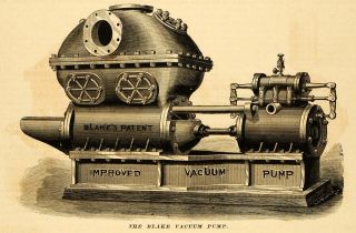 1878 Print Blake Vacuum Pump Geo F Manufacturing Co Vintage Machinery