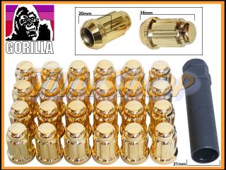 24 Gorilla Spline Tuner Lock Lug Nut 12x1 5 1 5 Acorn Wheels Rims Gold