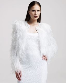GIVENCHY EXCLUSIVE JEWELLED OSTRICH FEATHER FUR BOLERO JACKET