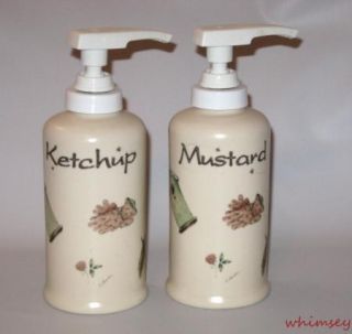  USA Naturewood Condiment Dispenser Pump Set Ketchup Mustard