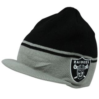 47 Brand Oakland Raiders Powerback Visor Knit Hat Black Silver