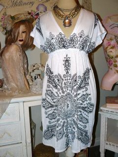 New $65 Celeb Glam Slinky Black White Paisley Dress L