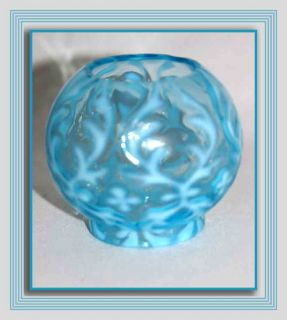 RARE Antique Opalescent Blue Northwood Spanish Lace Mini Oil Lamp S1