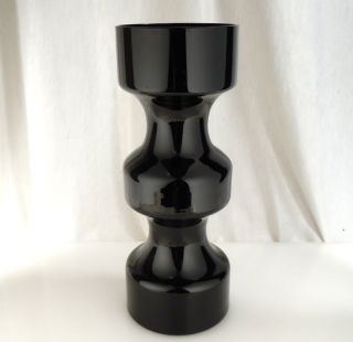 Bjorkshult Sweden Mid Century Black Glass Vase