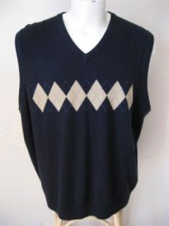 Mens GEORGE Dark Navy Blue Argyle Print Soft 100% Acrylic Sweater Vest
