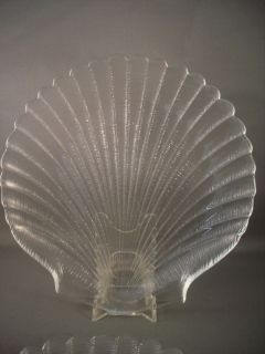 Arcoroc French Glass Shell Plates 8 Oyster Glass Plates