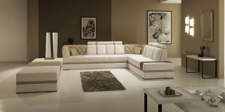 Contemporary Manhattan Leather Sectional Sofa Couch Ultra Modern