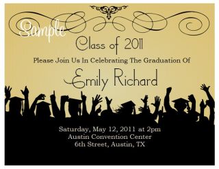 20 Personalized Custom Black Graduation Party Invitations
