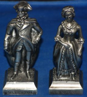 George and Martha Washington Colonial Mint Pewter Statues Vintage MR