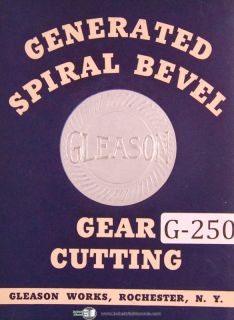Gleason Generator Gear Cutter Setting Table Manual 1938