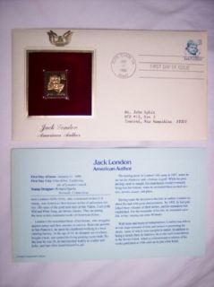 Jack London American Author 1st Day Stamp 22kt Gold