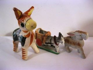 Three Vintage Donkey Figurines Lot 4