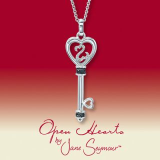 Diamond Key Necklace Black & White Jane Seymour Open Heart Collection