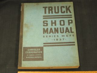 1937 Dodge Fargo M FE Truck Shop Service Repair Manual CDN