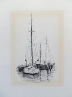 Cm Goff 1969 Sailboat Vintage Print Art