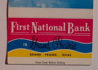 1950s Matchbook First National Bank Grand Prairie TX