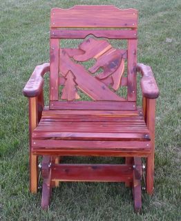 Amish Rustic Outdoor Glider Chair Solid Cedar Cabin Lodge Furniture