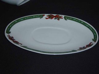 Porcelain China Gravy Boat with Tray Christmas in The Park