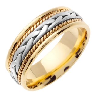 14k Gold Twisted Rope Braided Wedding Band Ring 7 Mm