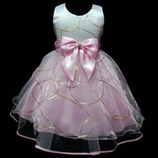 USPI1530 xmas Pink Pageant Wedding Flower Girls Dress Sz 2 3 4 5 6 7