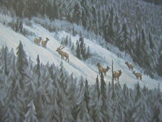 Ron Parker Winter Valley Snow Elk Ed Print Signed