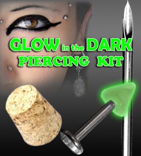 Lip Ring Labret Piercing Kit Glow in The Dark 14g 3 8