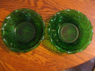 Anchor Hocking Forest Green Diamond Swirl Bowls