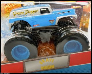 Hot Wheels Monster Truck LIGHT BLUE GREY GRAVE DIGGER Topps Trading