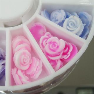 12 Color Nail Art Rubber 3D Big Rose Flower Acrylic